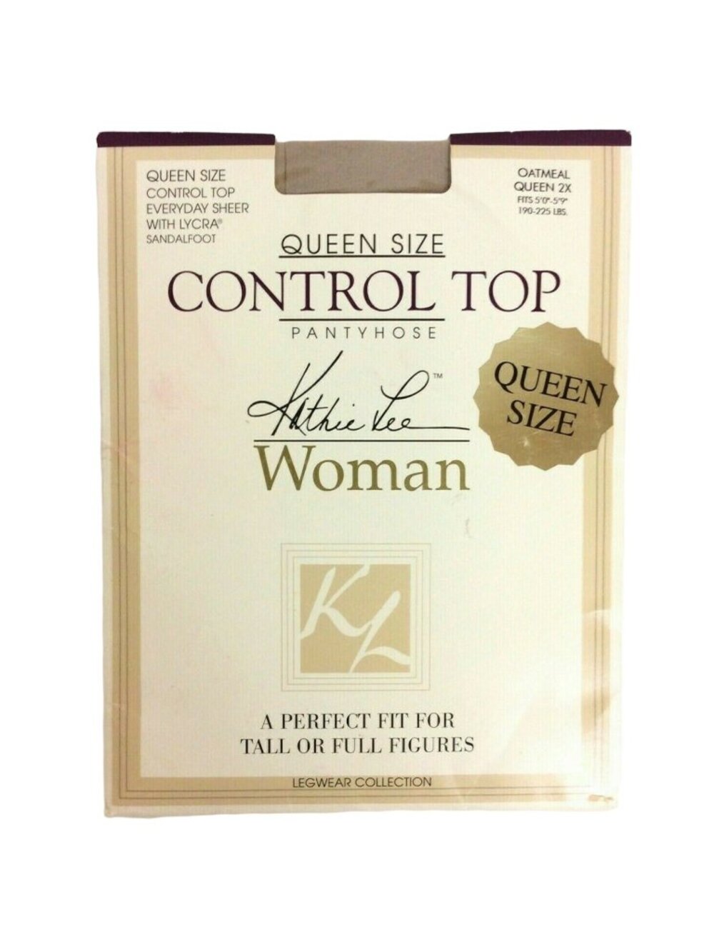 Kathie Lee Woman Queen Size 2X Oatmeal Control Top Sandalfoot Pantyhose Sheer